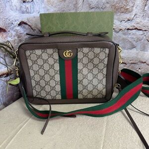 Gucci Brown and Green Messenger Bag